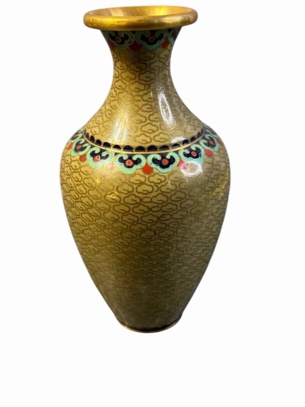 VINTAGE CLOISONNÉ CHERRY BLOSSOM VASE – 6” ENAMEL BRASS DECOR CLOISONNE